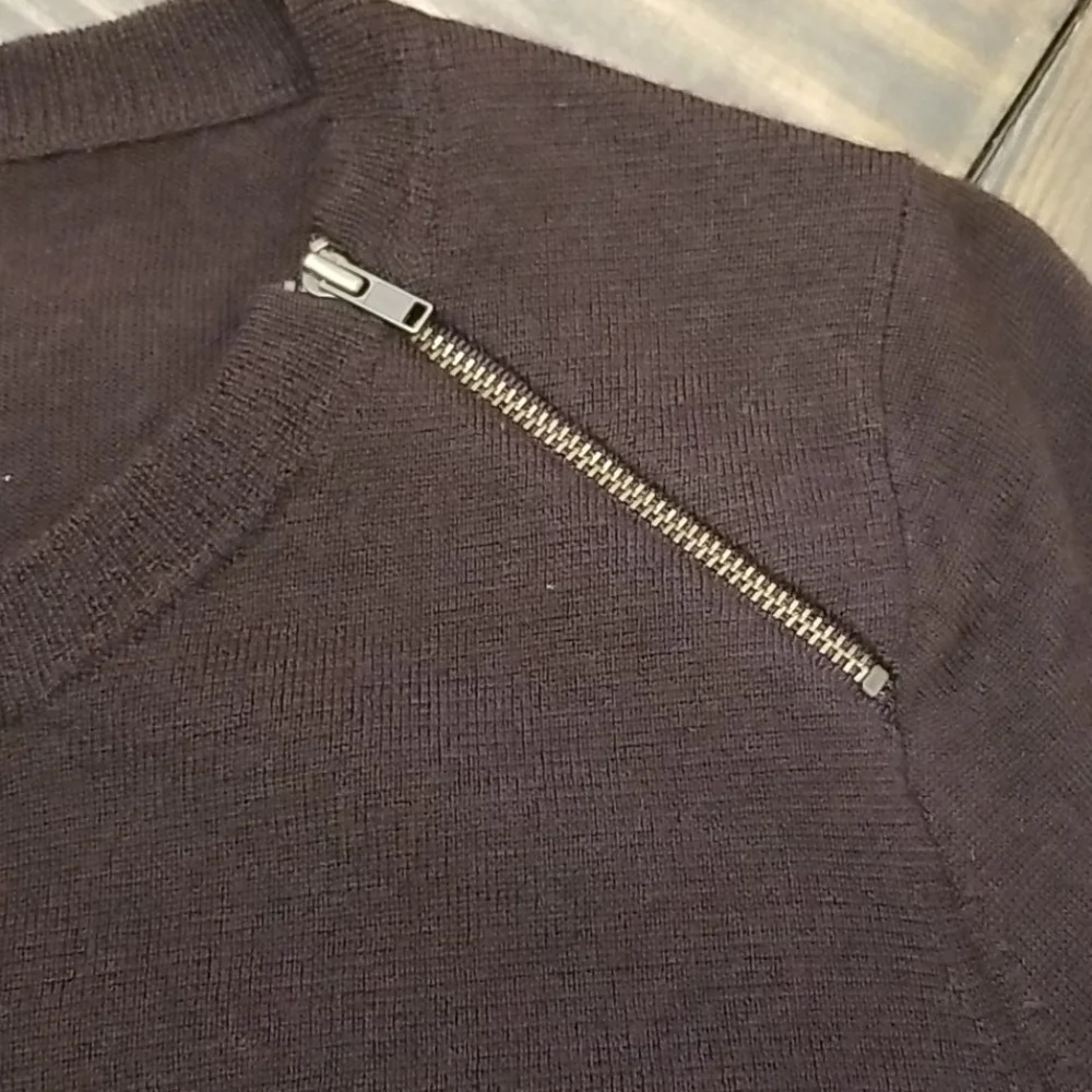 J. Crew Wool Asymmetrical Brown Zip Sweater Small
